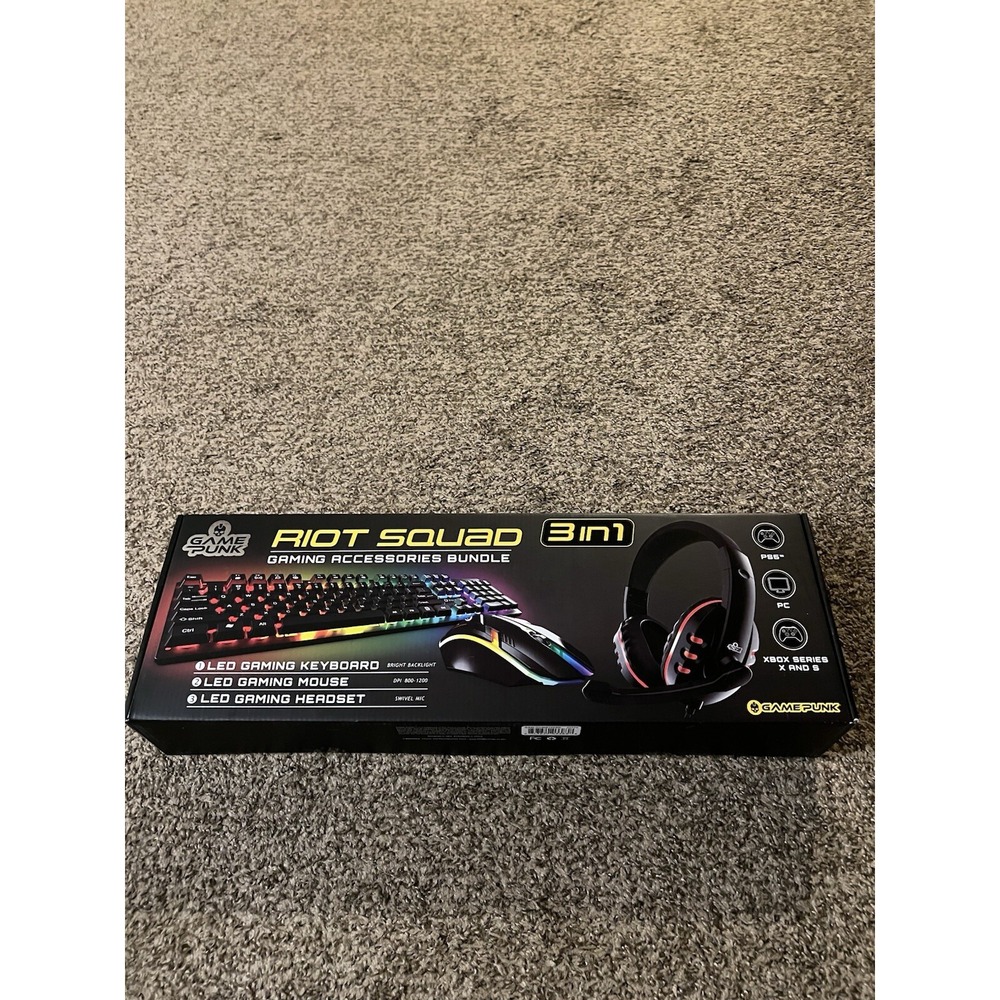 Game Punk Riot Squad Gaming Accessories‎ Bundle LED Keyboard Mouse And Headset